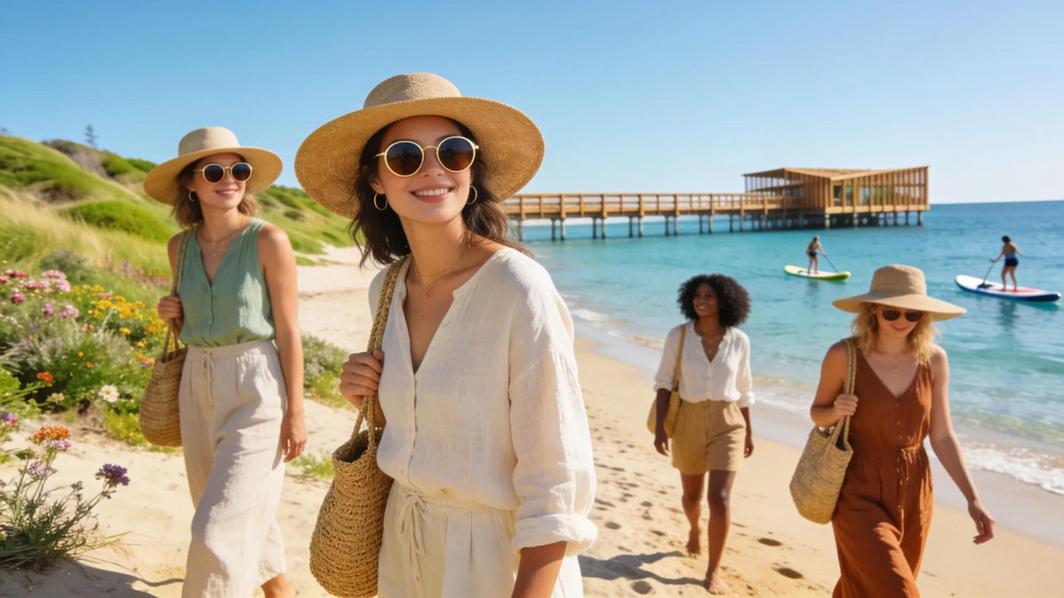 Women in sustainable beachwear enjoying the Sunshine Coast lifestyle in 2026