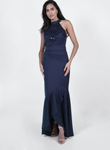 Frank Lyman Elegant Navy Long Gown 229400U