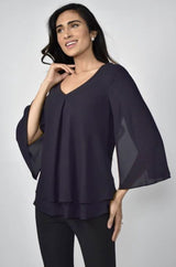 Frank Lyman Open Sleeve Black Top