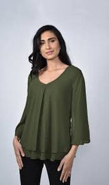 Frank Lyman Open Sleeve Olive Top