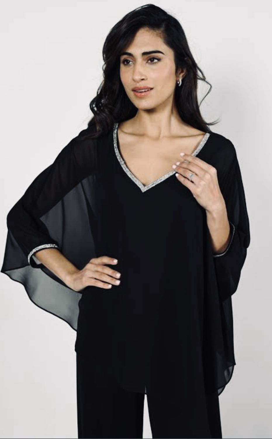 Frank Lyman Black Rhinestone Top 229120