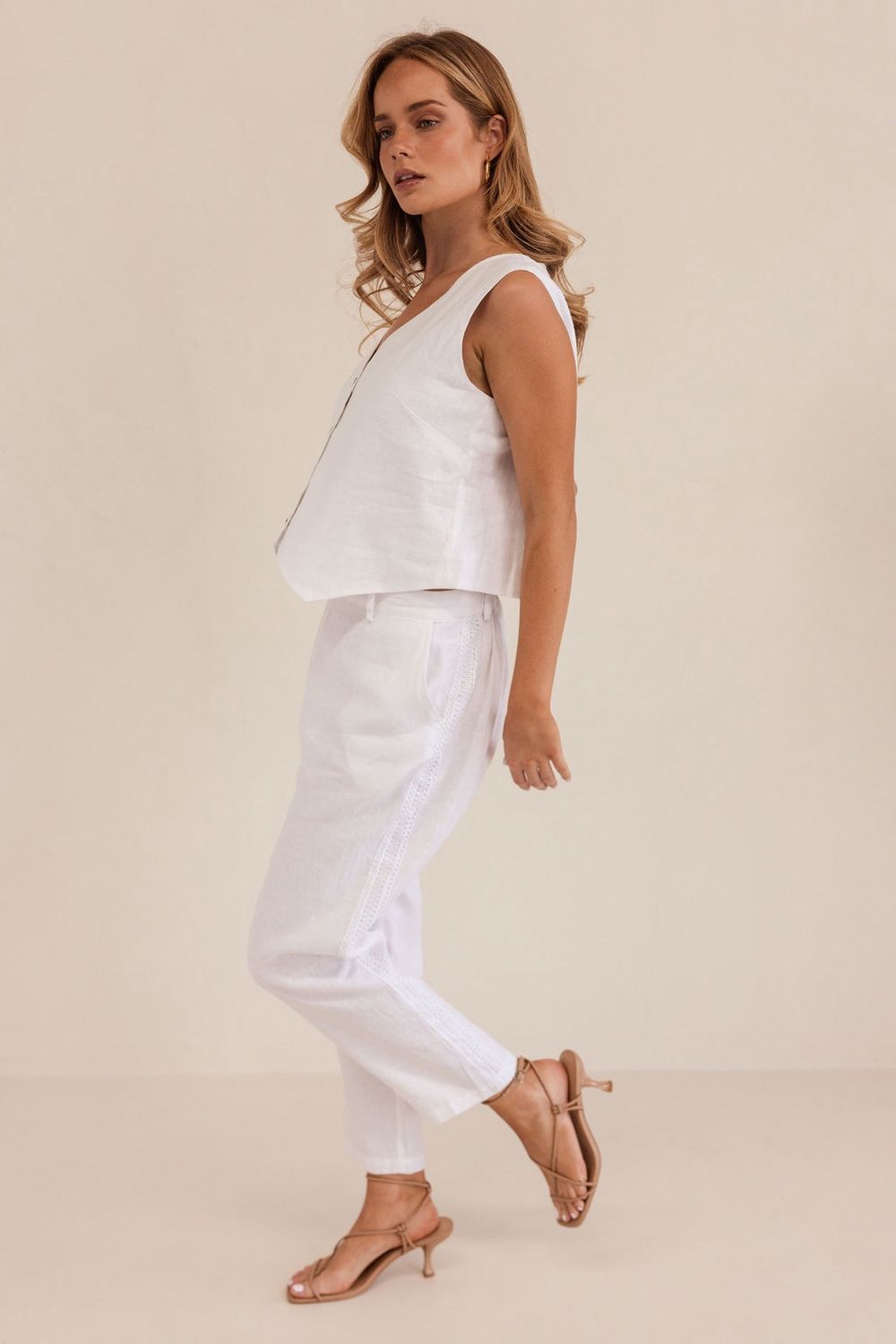 Kaleido 7/8 Linen Lace Side Pant