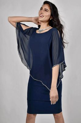 Frank Lyman Midnight Tiered Overlay Dress 219022