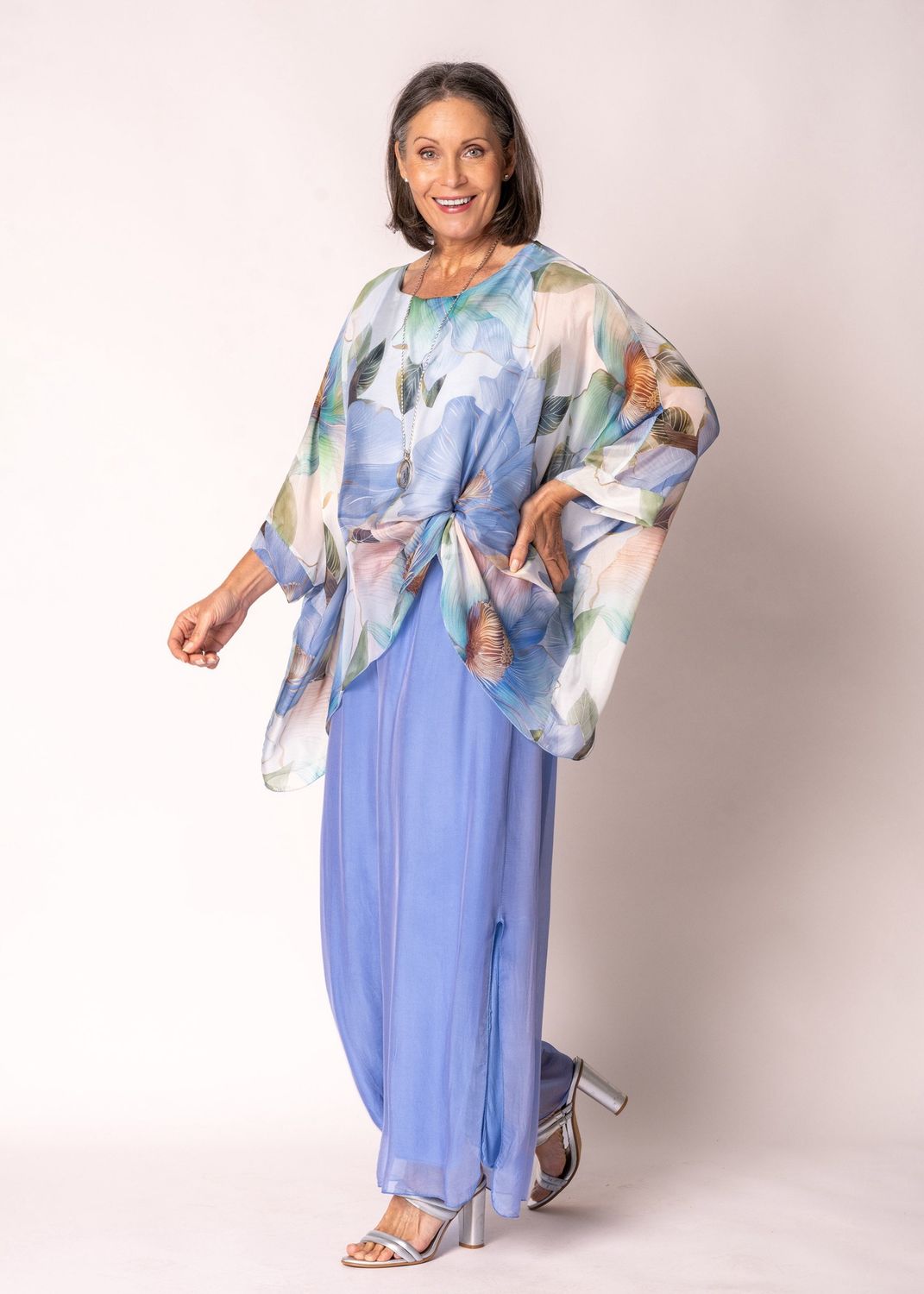 Imagine Olivine Jeans Blue Silk Top