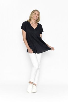 One Summer Kayla Navy Cotton Blouse