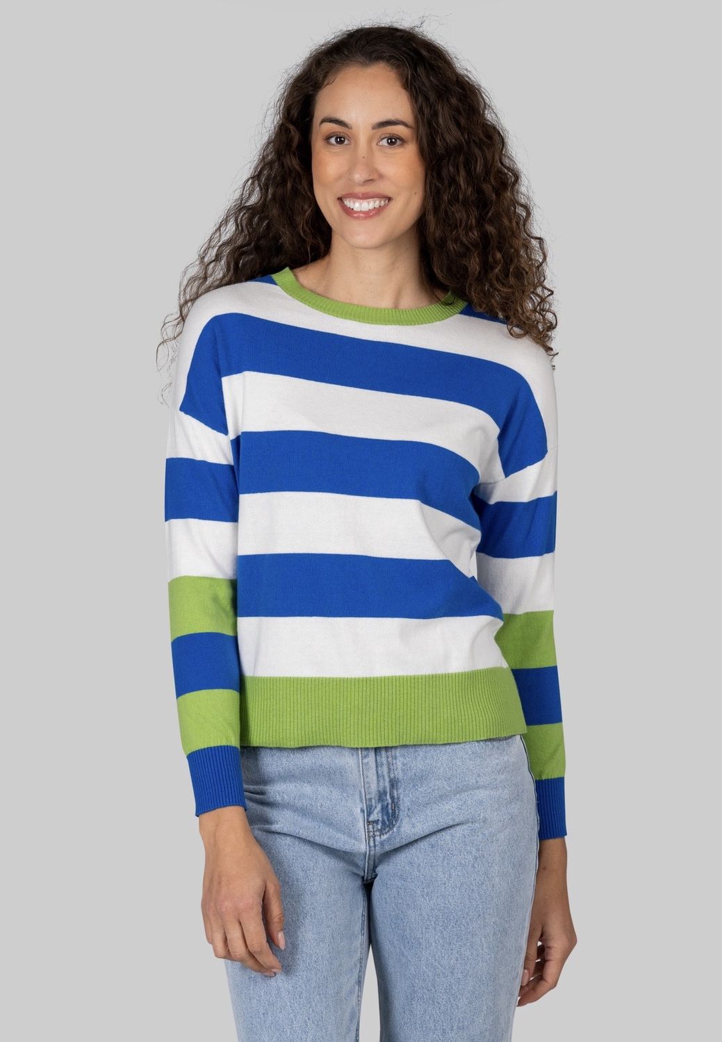 Kaleido Cotton/Cashmere Wide Stripe Jumper