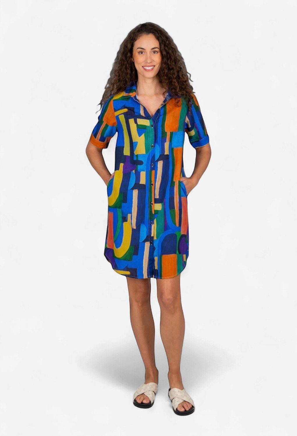 Kaleido Linen/Tencil Abstract Shirtmaker K191A