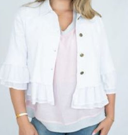 Jolie White Cotton Frill Jacket