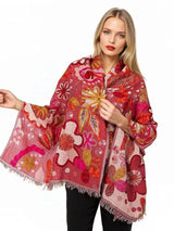 Claire P Coral Wool Shawl