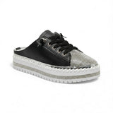 Braggi Black Sequin Front Leather Sneaker