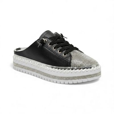 Braggi Black Sequin Front Leather Sneaker