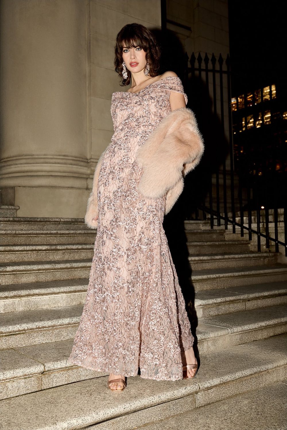 Frank Lyman Blush Faux Fur Jacket