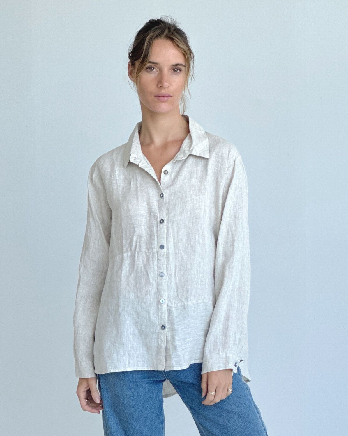 Worthier Beige Milla Linen Shirt WY2300