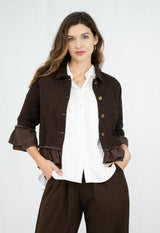 Jolie Chocolate Cotton Frill Jacket