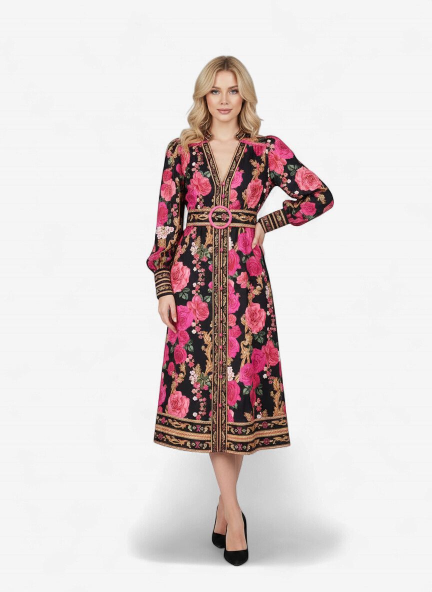 Lorraine Pink Floral Maxi Dress