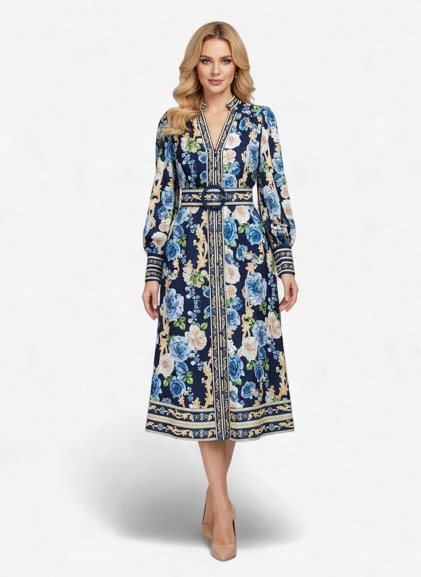 Lorraine Blue Floral Maxi Dress