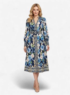 Lorraine Blue Floral Maxi Dress