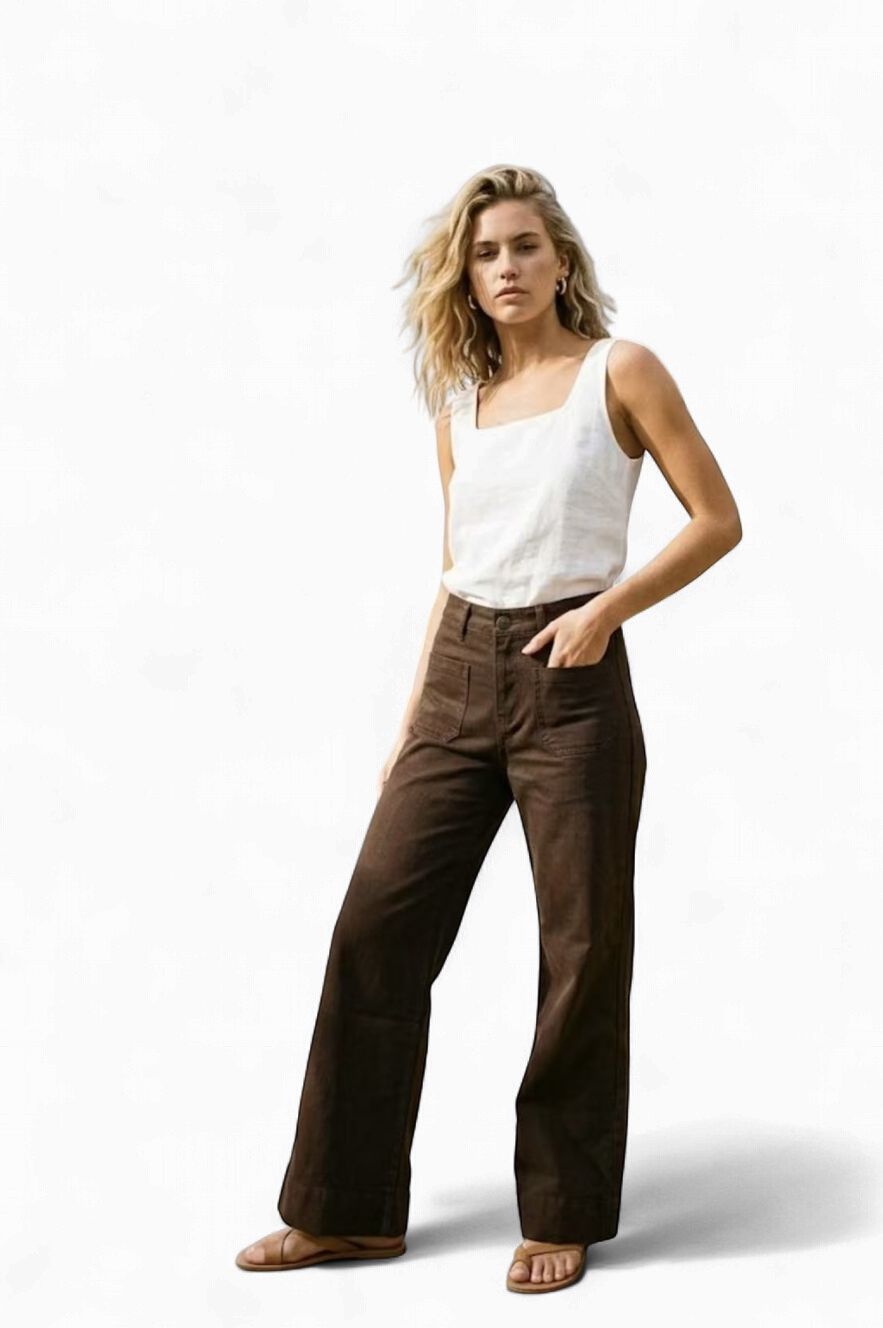 Wakee Chocolate Wide Leg Jean