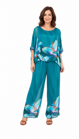 Vera May Petrol Silk Pant