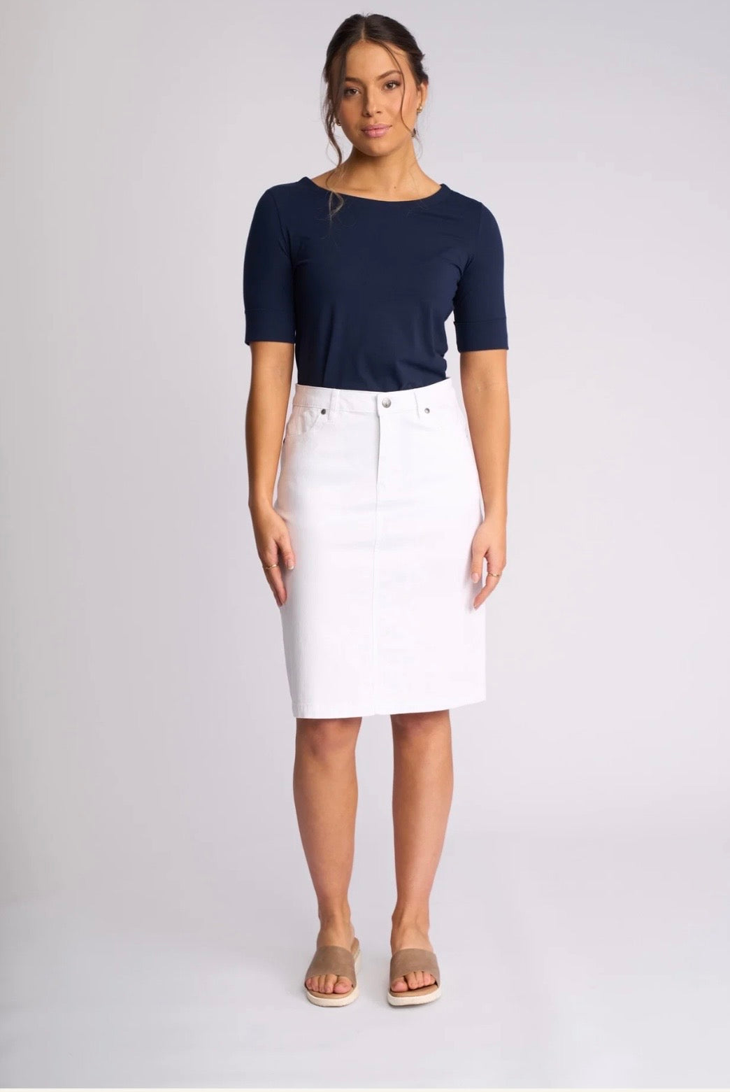 Vassalli Tilt White Cotton Skirt