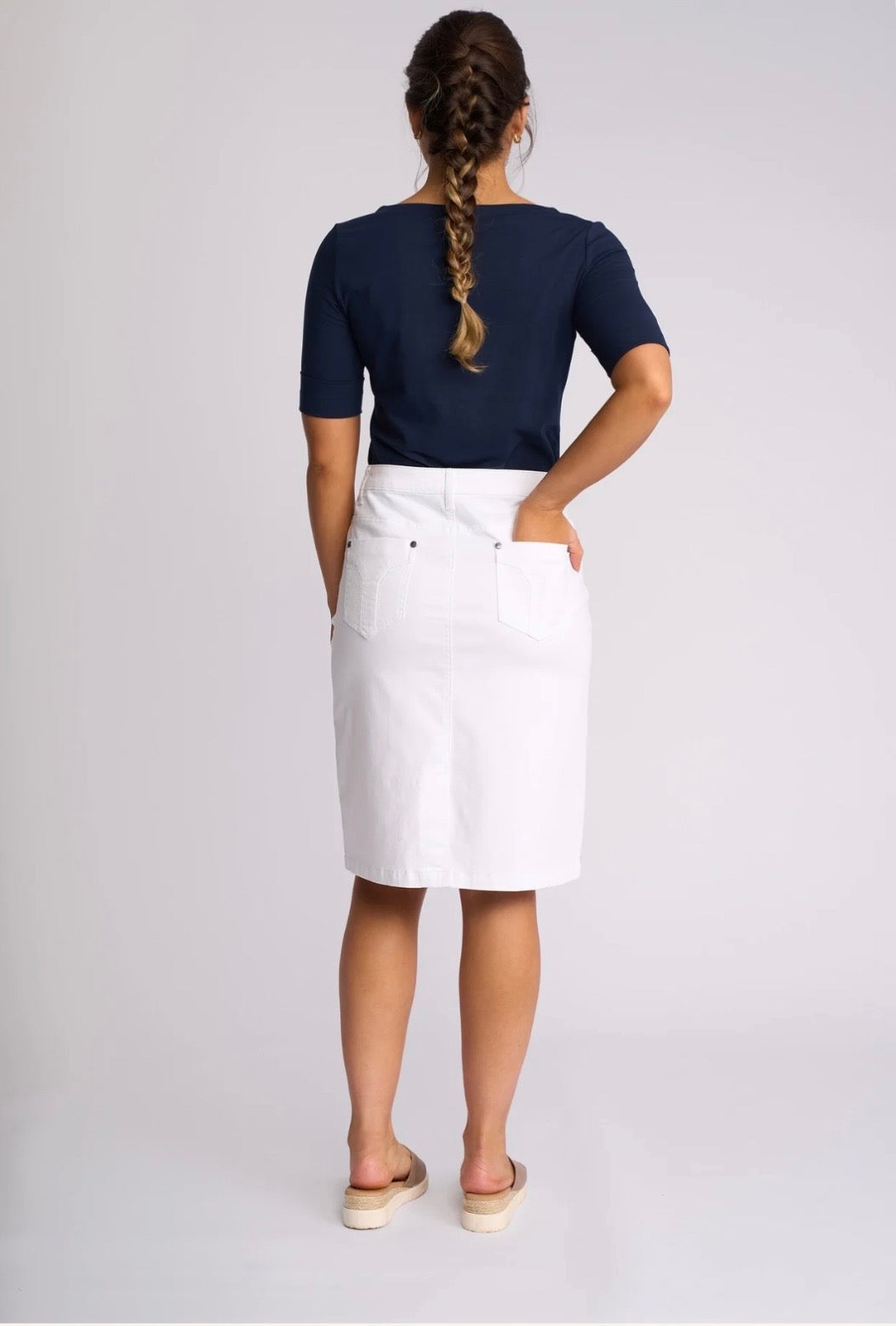 Vassalli Tilt White Cotton Skirt
