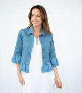 Jolie Light Blue Cotton Frill Jacket