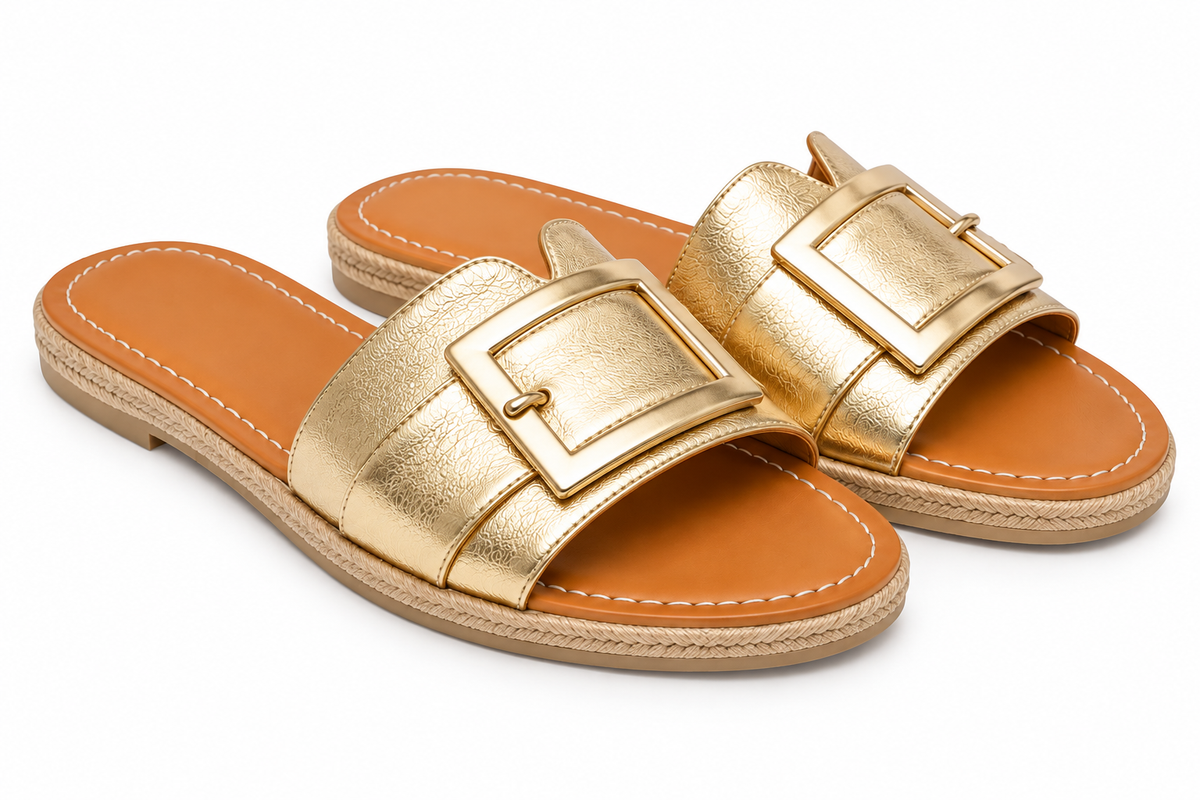 Holiday Leather Metallic Slide
